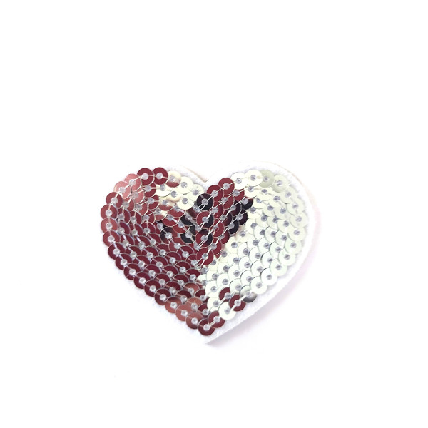 Disegni Termoadesivi con Paillettes - Cuore Argento